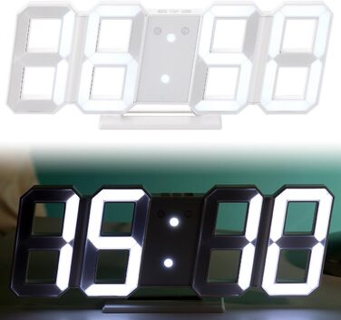 Lunartec Digital Clock Wall: Digital Jumbo LED Table & Wall Clock, 3D, Alarm Clock, Dimmable, 28 cm (Digital Clock for Placement, 3D Clock, Illuminated)