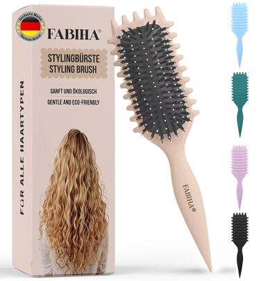 Преміум щітка Lockenbürste для кучерявого волосся - біо-щітка без заплутування, щетина дикого кабана, оригінальна 3-в-1 для локонів (лавандовий, бежевий)