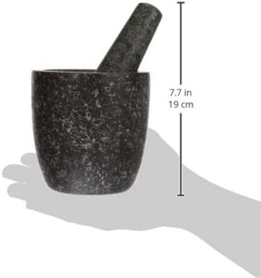 Набір для розмелювання спецій JADE TEMPLE 17023: ступка та товкачок з граніту, 13 см, сірий