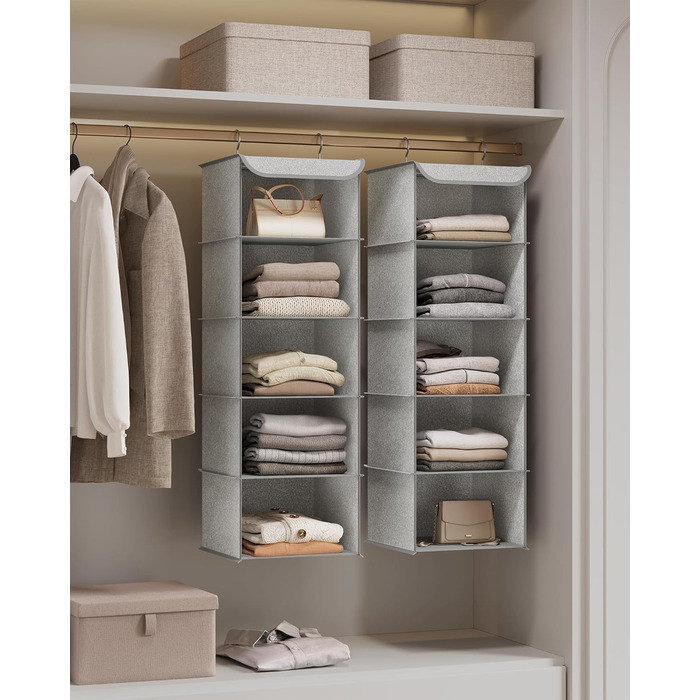 Органайзер для шафи SONGMICS, вішалка для одягу, полиця-органайзер, сіра, 2 шт.