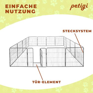 Вольєр для цуценят Petigi: сталевий вольєр-клітка, розкладний, 80x80 см, сітка 47 мм, для саду