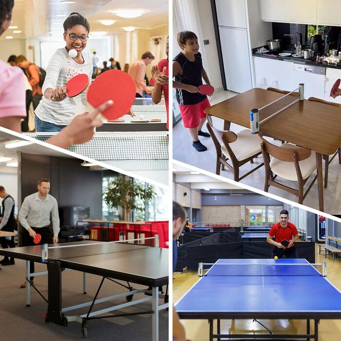 Набір для настільного тенісу Profi: 2 ракетки, м'ячі, сітка, сумка. Підходить для дорослих та дітей, для гри в приміщенні та на вулиці (сірий)