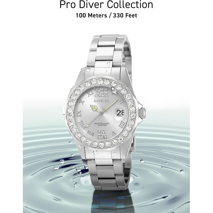 Жіночий кварцовий годинник Invicta Pro Diver зі сталі, 38 мм, сріблястий