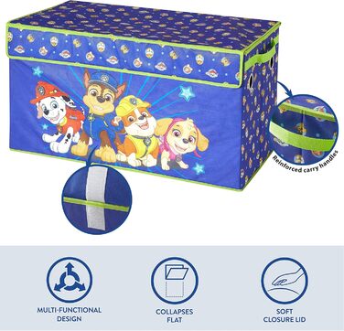 Складана дитяча скриня для іграшок Paw Patrol Chase, Marshall і Skye, міцна з кришкою, Nickelodeon