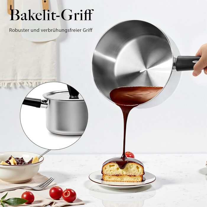 Набір каструль 6-ти частинний з нержавіючої сталі для індукційних плит, Cookware Set, без антипригарного покриття, сумісний з усіма типами плит, з кришкою та захистом від опіків, придатний для миття в посудомийній машині