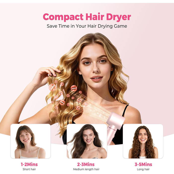Мультистайлер для волосся 6 в 1 MogaWave Pro Air Styler 1000W: фен, автоматичний стайлер для завивки, вирівнювач та об'ємна щітка (Рожевий)