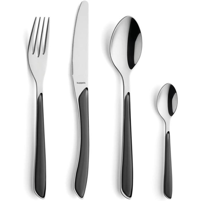 Набір столових приборів Kuppels Prisma для 6 осіб з нержавіючої сталі, рожеві ручки | 24-частини | Нержавіючі столові прибори | Миючі в посудомийній машині