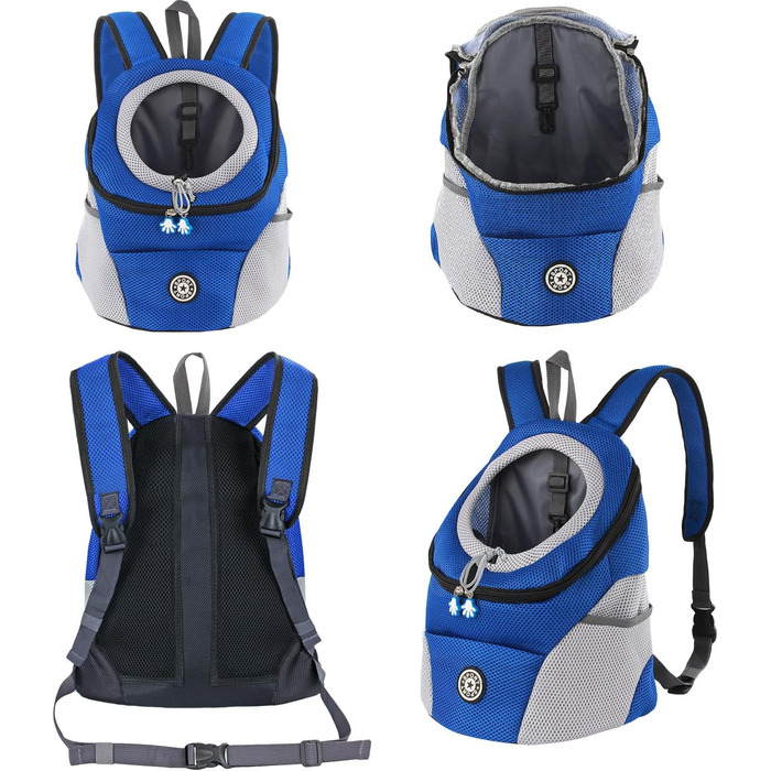 Шлейка для собак та цуценят, переноска-рюкзак, блакитна (L)