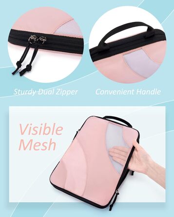 Органайзери для валізи BAGSMART компресійні (6 шт.) - рожеві. Набір кубиків для пакування, органайзер для подорожей в ручній поклажі