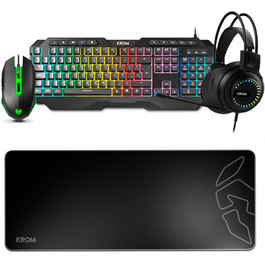 KROM KARRIER Gaming Pack: RGB клавіатура, миша, навушники, килимок для миші - чорний