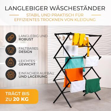 Складана сушилка для білизни - компактна, 6 ярусів, 11 стрижнів, для ванної, балкону, дверей, душу (біла)