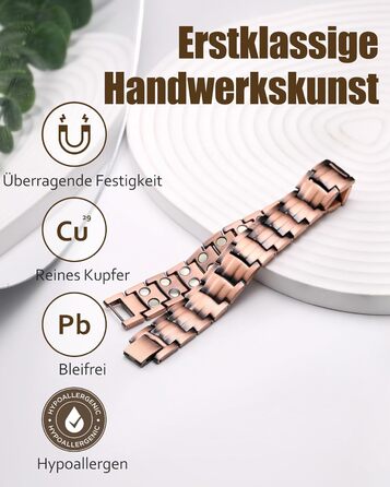 Масивне браслет на зап'ястя для чоловіків Jecanori з міді, регульований розмір, магнітний браслет з 3500 Гаус, подарункова коробка