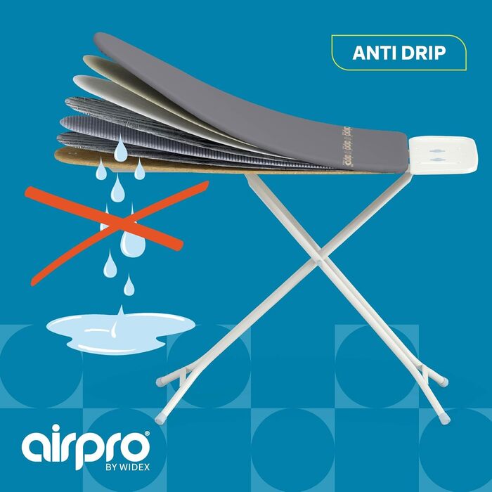 Покриття для прасувальної дошки Airpro від Widex, розмір L, універсальне, 120x42 см, для парових прасок, виготовлено в Європі, колір антрацит