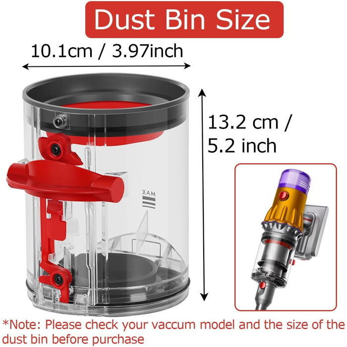 Контейнер для пилу Dyson V12 Detect Slim/ V10 Digital Slim, замінна частина, аксесуар, арт. 965272-01