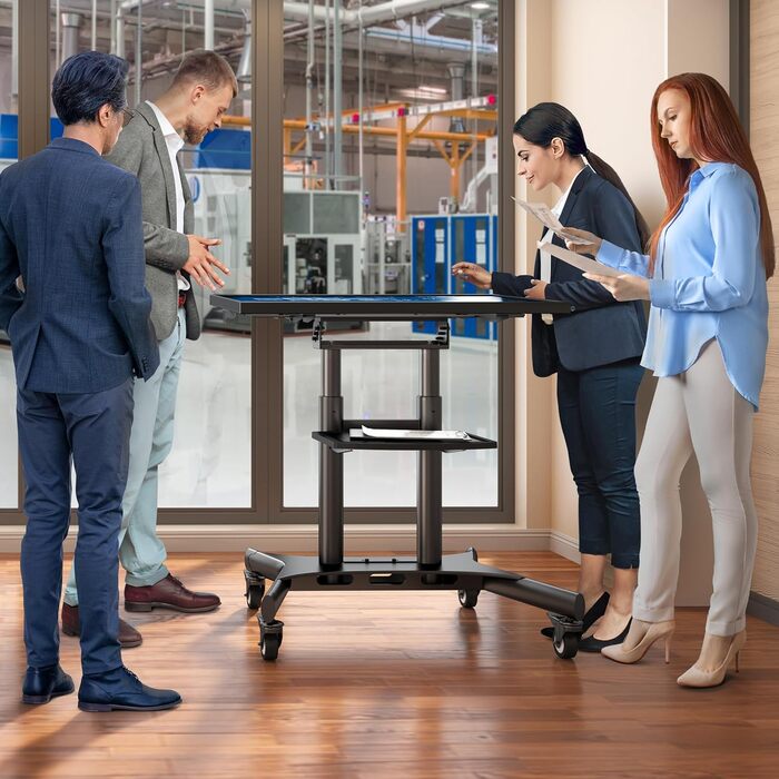 ONKRON Mobile TV Stand with Wheels - Adjustable Height & Tilt for 32-70 inch TVs up to 45kg, VESA 600x400 - Black TS1350-B