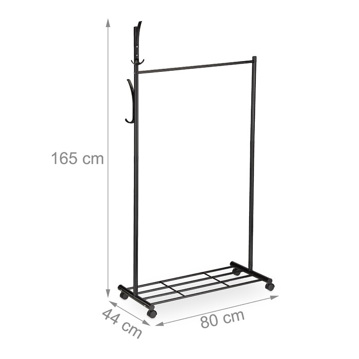 Relaxdays Black Wardrobe with Wheels