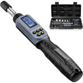 Цифровий динамометричний викрут GROWNEER 2.66-53.1 In-lbs/0.3-6 Nm з LED-дисплеєм та звуковим сигналом, 1/4'' Drive, 27 в 1