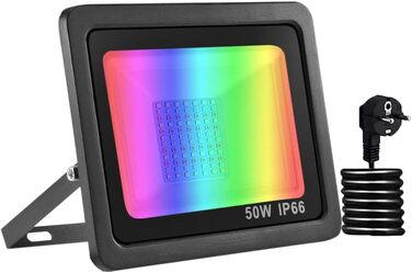RGB LED прожектор 50 Вт для вулиці, 16 млн кольорів, 20 режимів, розумний водонепроникний світильник IP68 для саду та декору