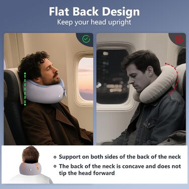 Подушка для шиї у літак, доросла, регульована, з піною з пам'яті, ергономічний дизайн, з чохлом, маскою для очей та навушниками
