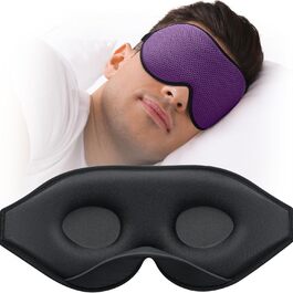 Маска для сну MABAO для тих, хто спить на боці, 3D-контурна, без тиску на очі, блокує 100% світла, з регульованим ремінцем, темно-фіолетова