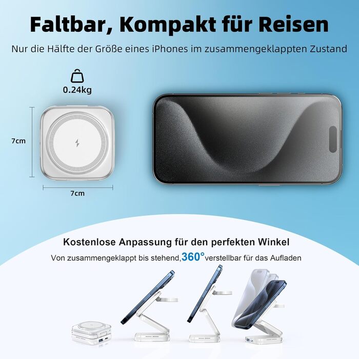 Зарядна станція 5 в 1 для iPhone з магнітним зарядним пристроєм, складний бездротовий зарядний пристрій для iPhone 17/16/15/14/13/12, AirPods Pro 3, Apple Watch S11/Ultra (Титан, Пісок пустелі)