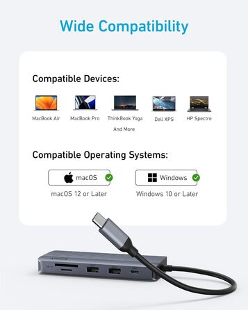 Хаб USB-C Anker з двома HDMI, 100W, 10Gbit/s, 10-в-1 для MacBook, Dell, iPad Pro