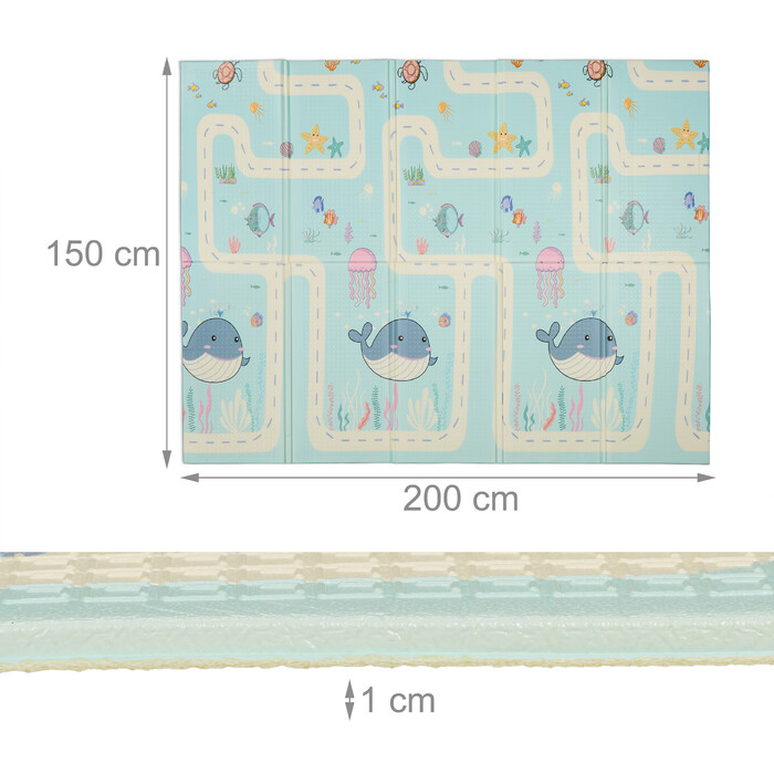 Relaxdays Foldable Play Mat - Land and Sea Animals