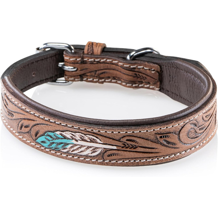 Стильний шкіряний нашийник для собак Джек Рассел, ручної роботи, з м'якою підкладкою, XL (46-58 см)