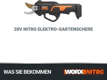 Worx NITRO WG330E.9 20V Cordless Hedge Trimmer - Effortless cutting thanks to electric drive, brushless motor, without battery and charger, Black/Orange
