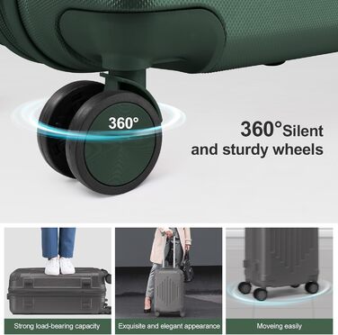 Набір валіз LALAHO Zwillingsrollen: M, L, XL (Рожеве золото, 55см, 65см, 65см). Чемодани-ролики з жорстким корпусом