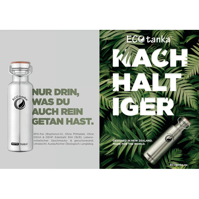 ECOtanka 2.0 Liter megaTANKA™ Stainless Steel Water Bottle - Stainless Steel Cap - Sustainable Water Bottle for Sports, Outdoor Activities, Fitness, BPA-Free, Leak-Proof, Made to Last