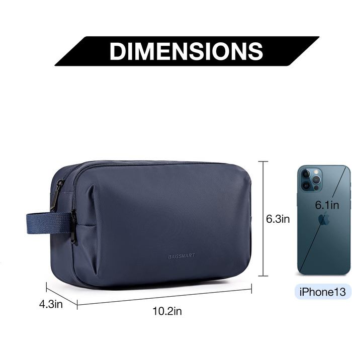 Чоловіча подорожня косметичка BAGSART з подвійною блискавкою, об'єм 5л, темно-сіра