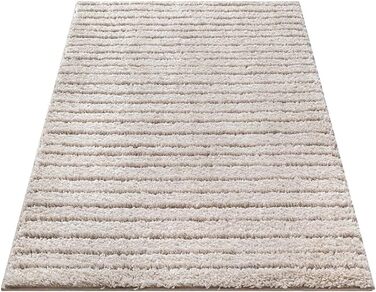 Килим Bahar Shaggy: Елегантний дизайнерський килим для вітальні, м'який та легкий у догляді, високий ворс, бежевий (80 x 150 см)