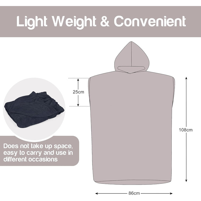 Surf Poncho Hooded Changing Towels Quick Dry Beach Change Robe for Adults Men Women Waterproof and Sandproof Bathrobe for Surfing Swimming Bathing Oversized Black