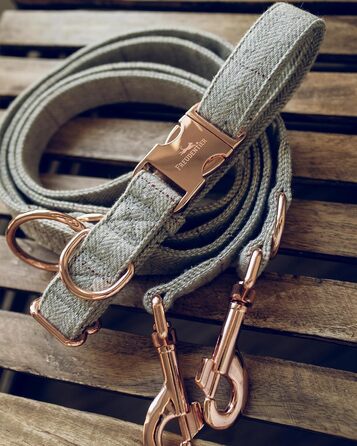 Dog collar and 2m dog leash set in an elegant design - Adjustable dog leash - Includes gift box - For small, medium & large dogs - Classic Collection, The Original (37-58cm)