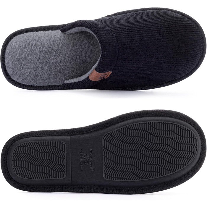Чоловічі домашні капці RockDove LiteStep з вельвету та піною з ефектом пам'яті (Memory Foam), розмір 42/43, антрацит