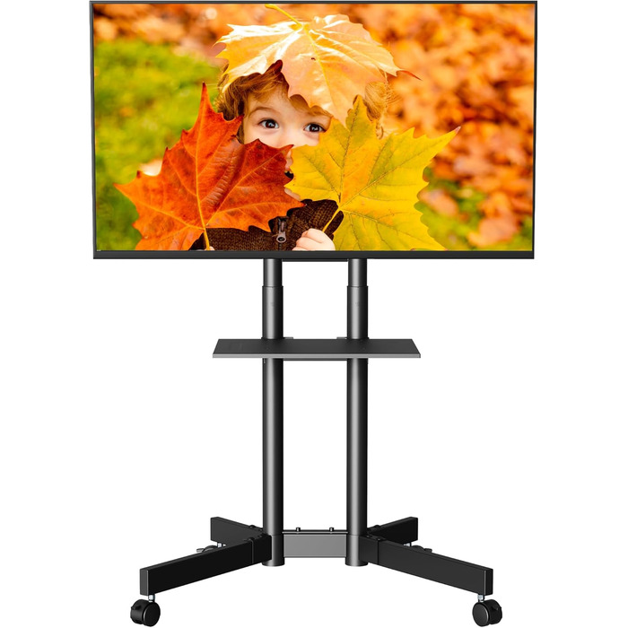 Підставка для телевізора BONTEC Mobiler TV-Wagen: регульована висота, VESA 600x400, до 55 кг, з полицею для ноутбука та кабельною організацією, для офісу, дому та геймінгу