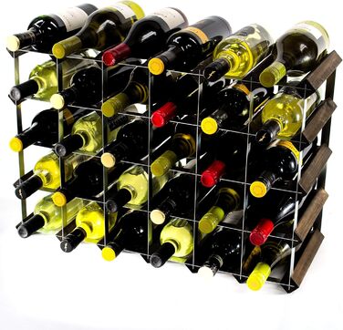 Cranville Wine Racks Classic 30 (6x4) Bottle Pine Wood and Galvanized Metal Wine Rack Fully Assembled (Brown, 136x66.5x74 cm)