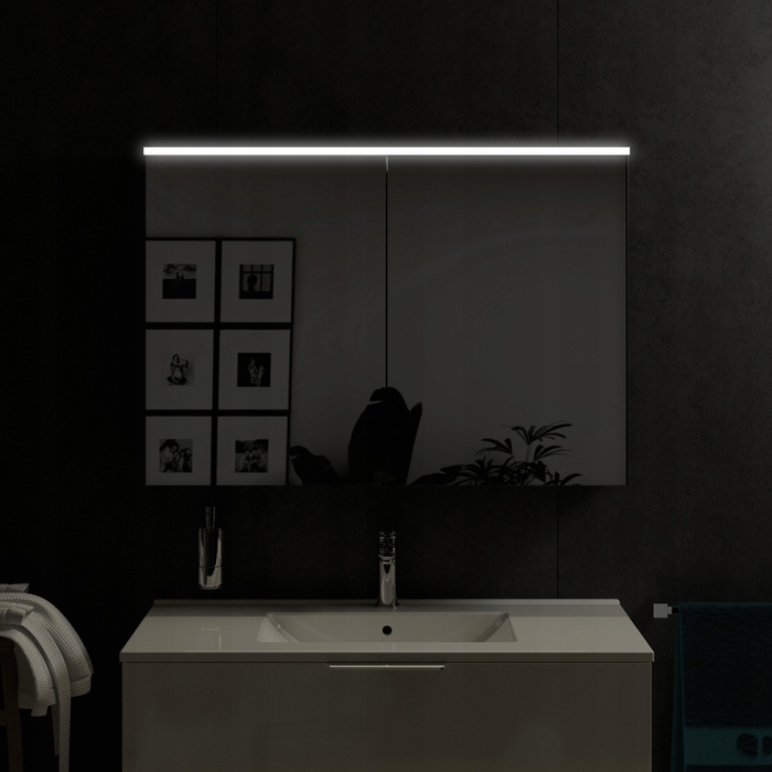 Шафа у ванну кімнату SOLO з LED-підсвіткою та дзеркалом 100 см, антрацит матовий