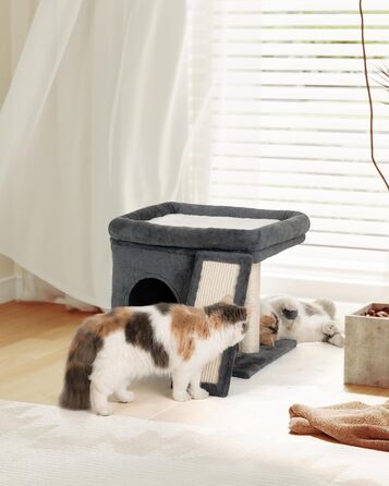 Aechonow Cat Tree for Large Cats - Stable, Cat Tree with Large Lying Area (51x41cm), 3-Tier Cat Cave Bed for Indoor Adult Cats, Dark Grey