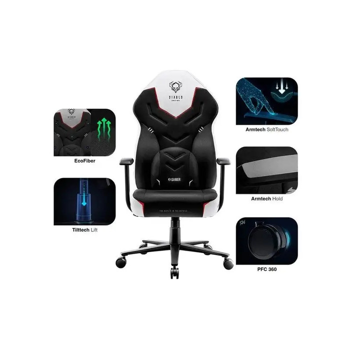 Ігрове крісло Diablo Chairs X-Gamer 2.0, тканина, чорне