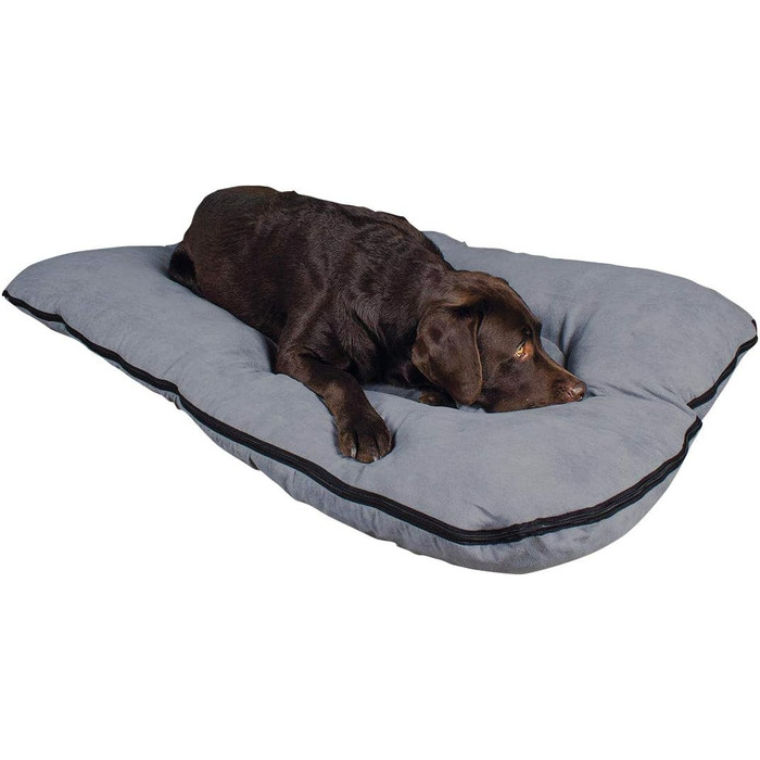 Килимок для собак XXL: м'який, миючий, знімний чохол | Килимок-подушка з зручним бортиком для великих собак | Сірий килимок 120 x 80 см