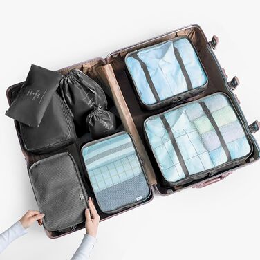 Органайзер для валізи BillyBath: Набір для подорожей (8 шт.) - Чорний