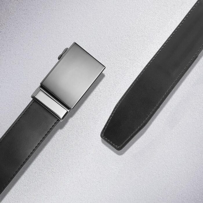 Чоловічий ремінь на пряжці, автоматична застібка, для костюма та ділового одягу, ширина 35 мм, регульований розмір, колір чорний, довжина 130 см, підходить для об'єму талії 28'-44'