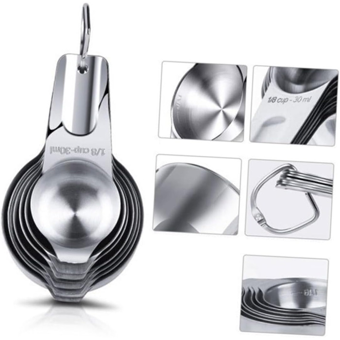 RORPOIR Measuring Spoons Baking Measuring Spoons Measuring Cup Set Stackable Space-Saving Storage Stainless Steel Kitchen Utensils Cooking Spoon Stainless Steel Adjustable Tool Kitchen Measuring Tool Set