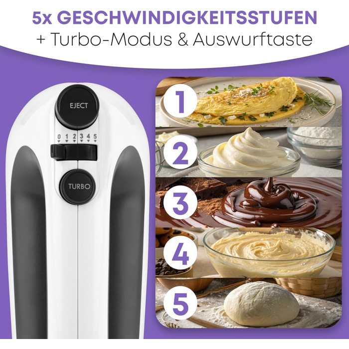 Міксер Clatronic HM 3775: потужний 400 Вт, 5 швидкостей, нержавіюча сталь, для дому