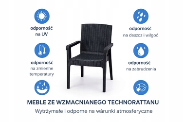 Комплект садових меблів із техноротанга KUNERT, сірий, 7 предметів