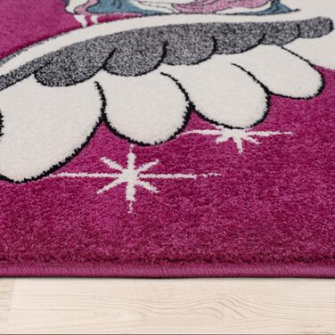Paco Home Children's Rug for Kids, The Little Unicorn, Pink, Cream, Turquoise, Size: 80x150 cm