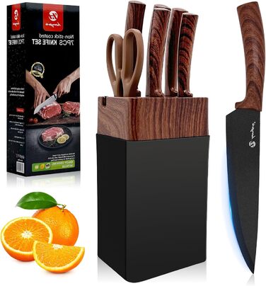 Набір ножів Kezidhp 7 предметів з бруском: високоякісні кухонні ножі з нержавіючої сталі з ергономічними ручками. Професійний набір ножів для кухні