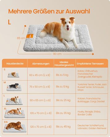 Підстилка для собак та котів Feandrea, 60 x 45 см, сіра, машинне прання, антиковзаюча